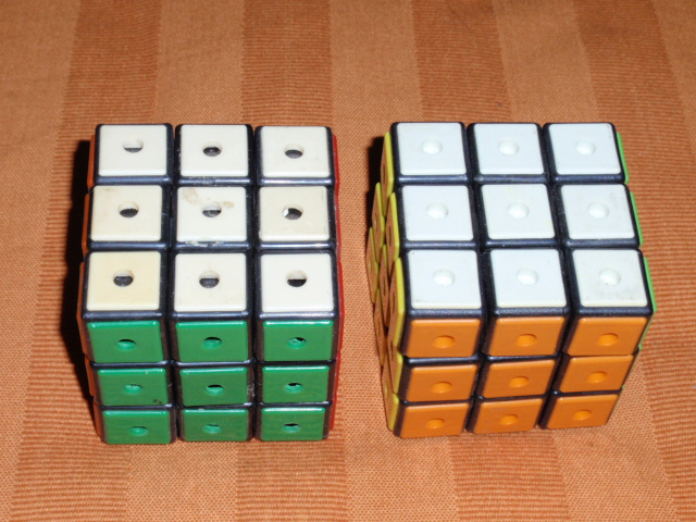 Prototype of the Rubik's Game Cube (left)