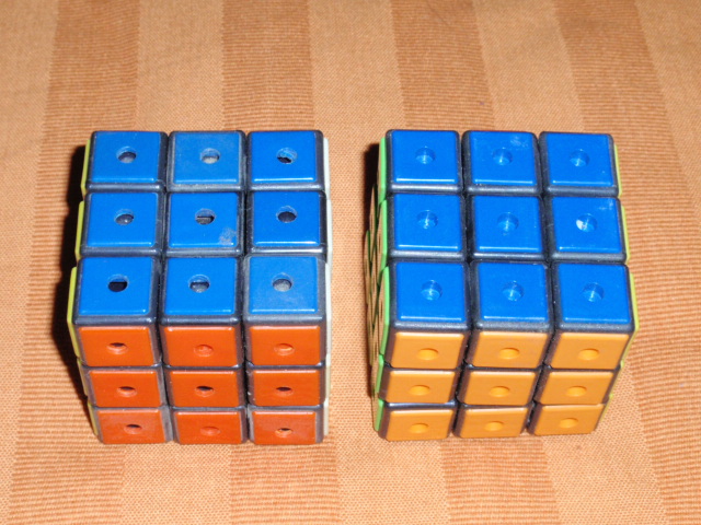 Prototype of the Rubik's Game Cube (left)